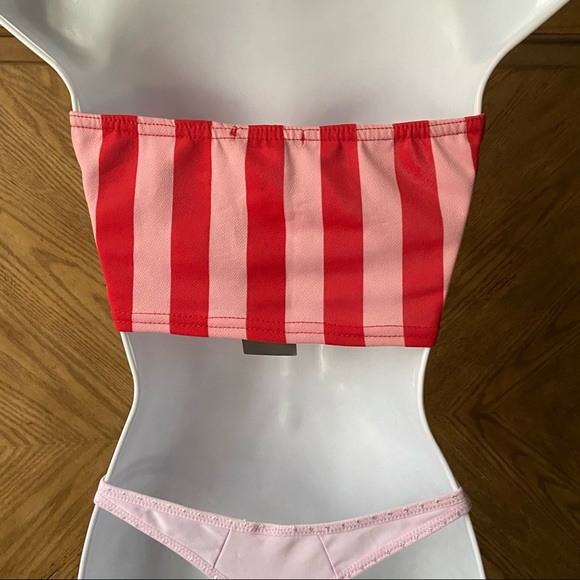 Boohoo pink red stripe bra top - Picture 2 of 2